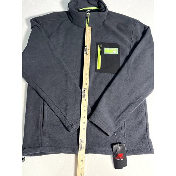 NWT New Balance Men's Fleece Full Zip Jacket Zip Dark Gray Yellow Size Large - Picture 5 of 7